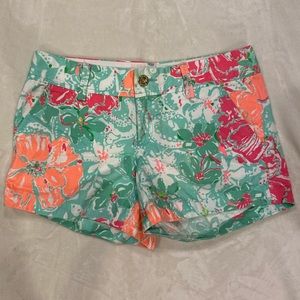Lilly Pulitzer Callahan Shorts Green,Orange,&Pink